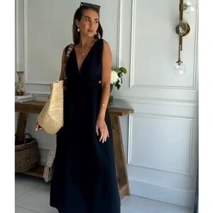 Zara cutout Linen Blend Midi Dress